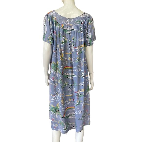 Vintage 1940’s/50’s Surf/ Fishing Print Hawaiian Muu-Muu Dress, Small - Picture 5 of 12